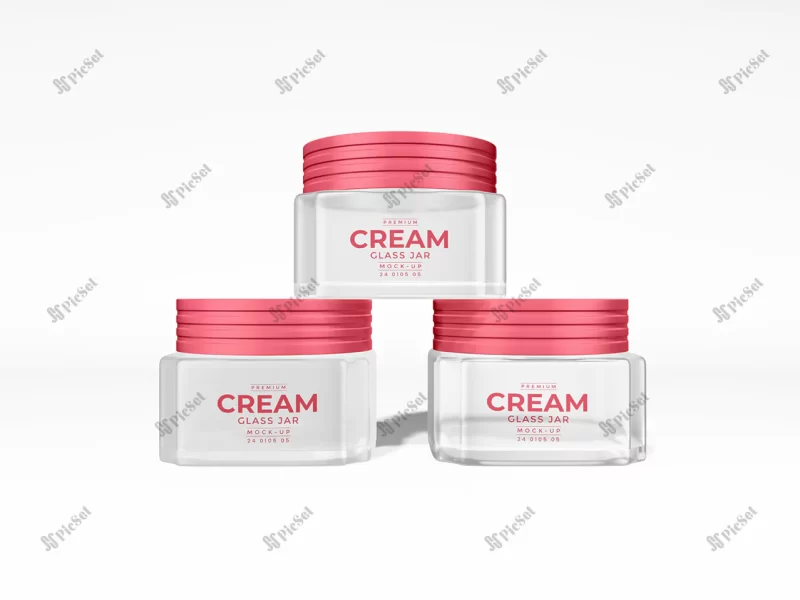 glass cosmetic container packaging mockup_439185 11249 / موکاپ ظرف آرایشی بهداشتی شیشه ای