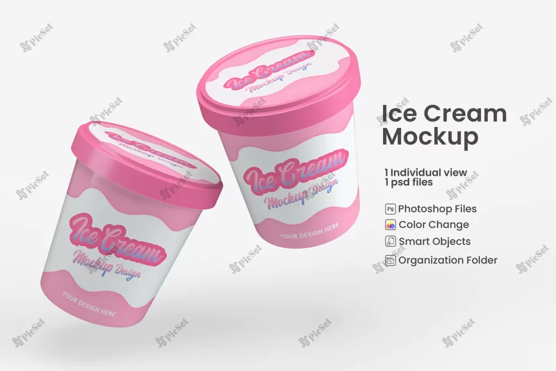 glossy ice cream cup mockup / موکاپ بستنی