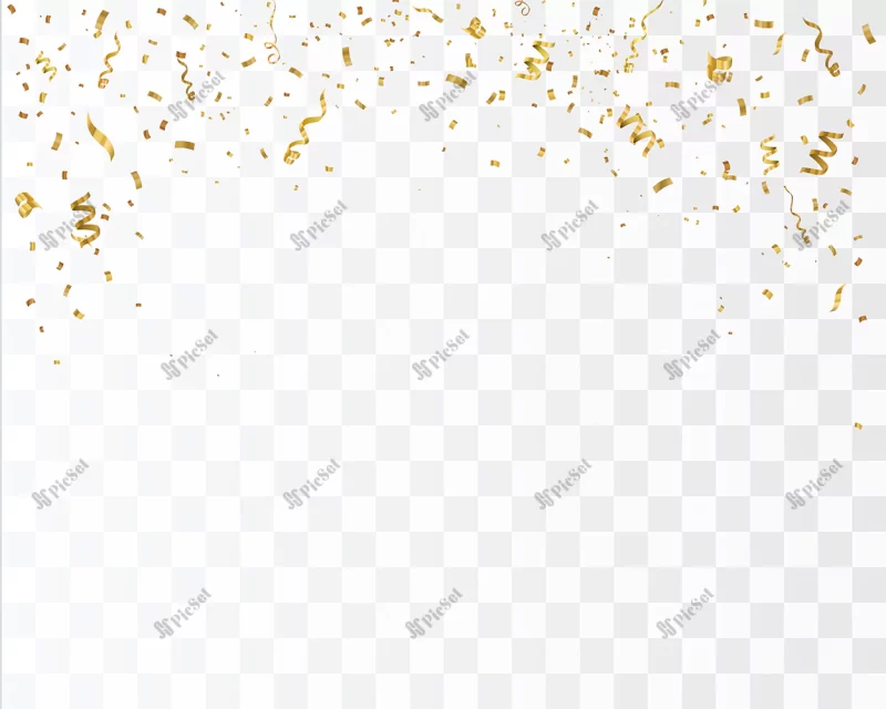 gold confetti isolated celebrate vector illustration / جشن و مهمانی با روبان طلایی