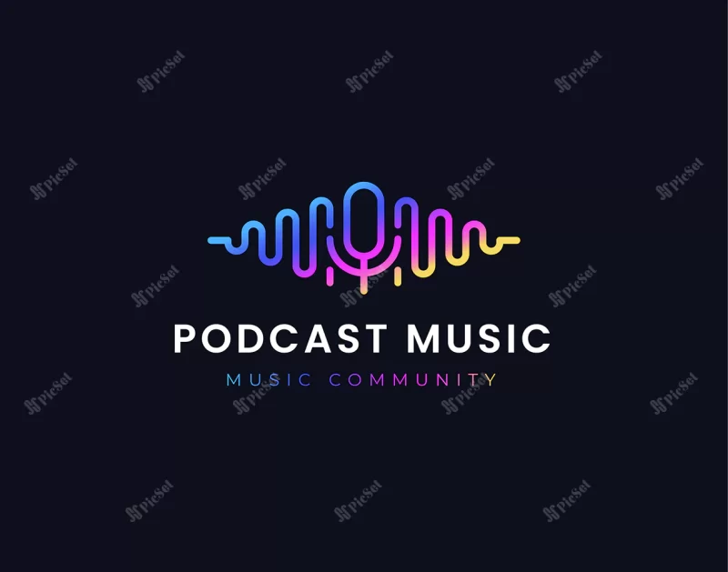 gradient podcast music wave equalizer logo design / لوگوی اکولایزر موج موسیقی پادکست گرادیانت