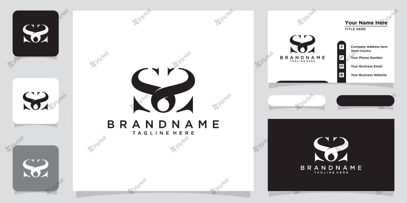 initial letter s ss minimalist art monogram shape logo with business card design premium vector / لوگوی هنر مینیمالیستی حرف s با کارت ویزیت