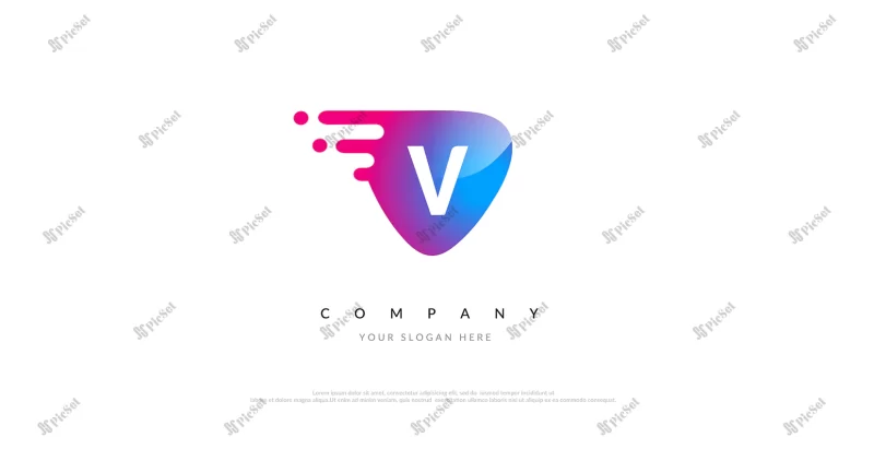 initial v logo design with digital symbol / لوگوی حرف v با نماد دیجیتال