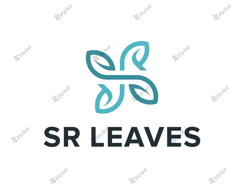 initials letter sr leaf outline simple sleek creative geometric modern logo design / لوگو با حرف sr طرح گل و برگ خلاقانه مدرن هندسی