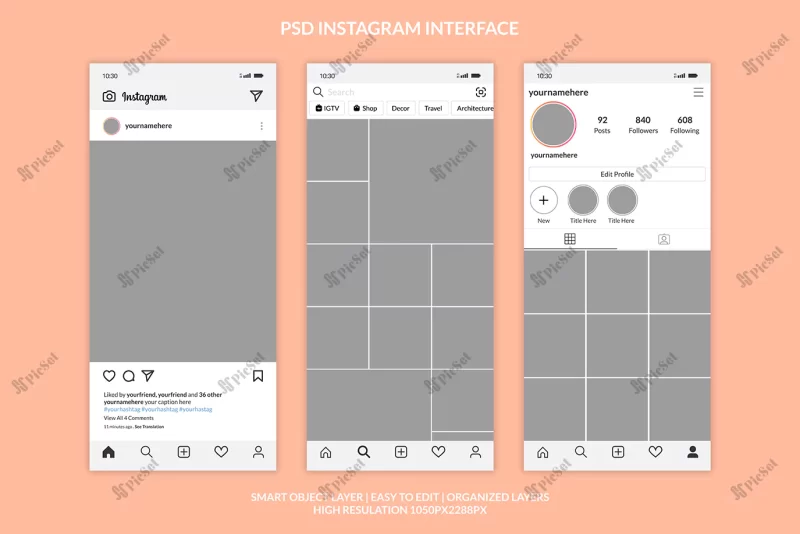 instagram interface template premium / موکاپ پست اینستاگرام