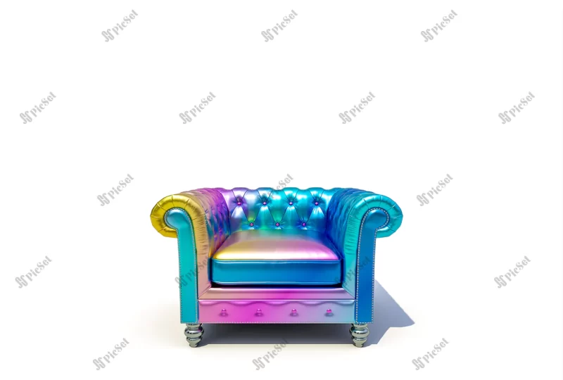 iridescent armchair white background / صندلی راحتی رنگین کمانی