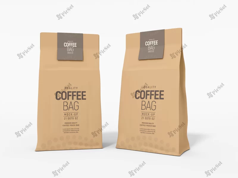 kraft paper coffee bag packaging mockup / موکاپ کیسه قهوه، بسته بندی با کاغذ کرافت
