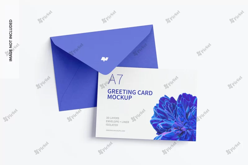 landscape a7 greeting card mockup with envelope / موکاپ کارت تبریک دعوت با پاکت نامه