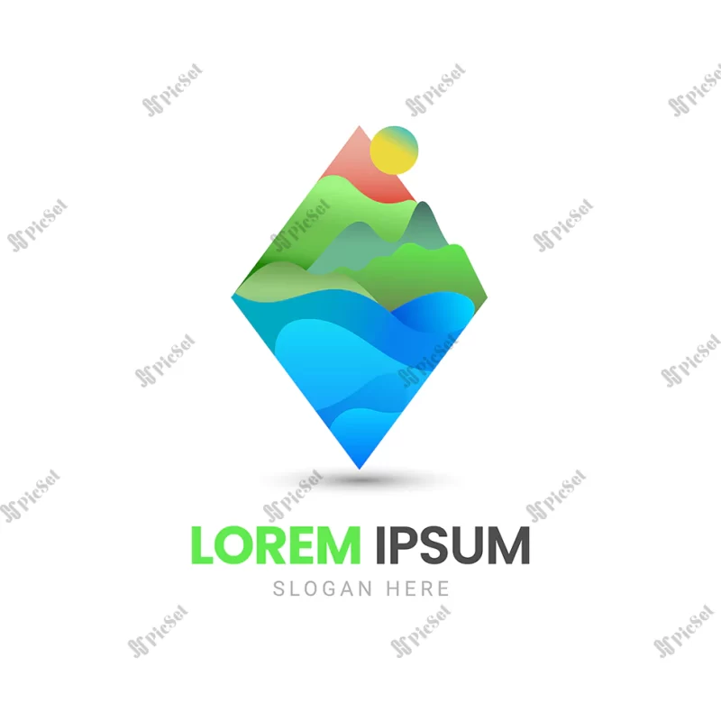 landscape mountain lake rhombus logo / لوگوی لوزی با دریاچه کوه منظره