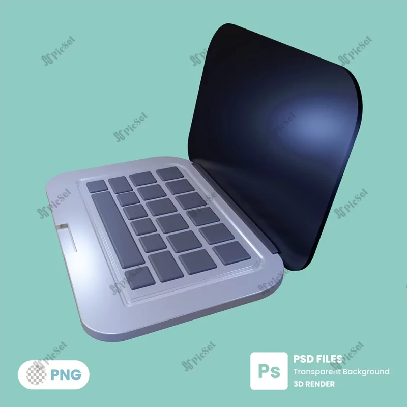 laptop icon 3d illustration rendering premium psd / لپ تاپ سه بعدی