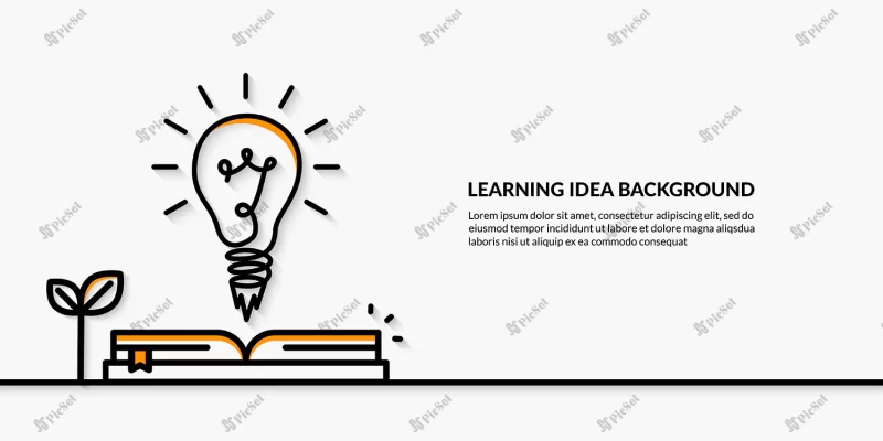 learning idea with launching light bulb banner back school / ایده یادگیری موفقیت، بنر لامپ در کتاب و مدرسه نماد رشد