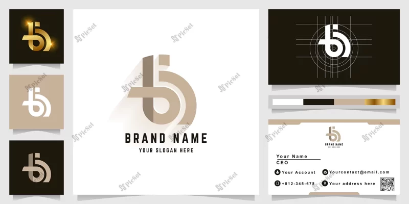 letter b bi monogram logo with business card design / لوگوی حرف b با کارت ویزیت