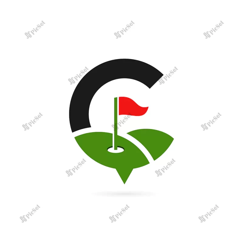 letter c logo with golf club concept modern / لوگو حرف c با مفهوم چوب گلف