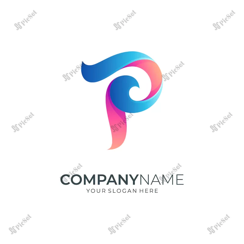 letter p logo with waves creative initial p logo with simple shape / لوگو حرف p با امواج خلاقانه