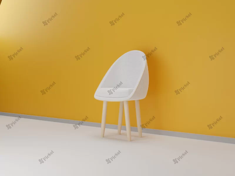 living room interior chair yellow background minimal design 3d rendering / صندلی داخلی طرح مینیمال سه بعدی
