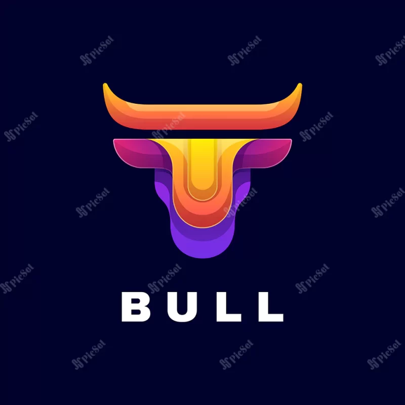logo illustration bull gradient colorful style / لوگو گاو نر