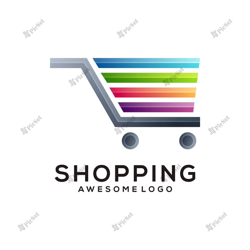 logo illustration shopping gradient colorful style / لوگو سبد خرید رنگارنگ