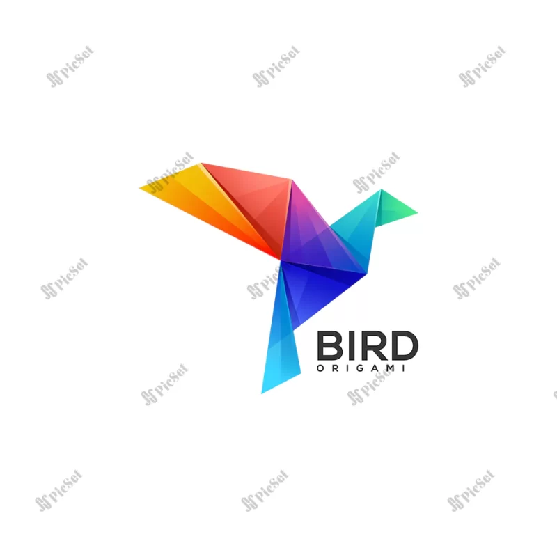 logo origami bird gradient colorful style / لوگو پرنده رنگارنگ