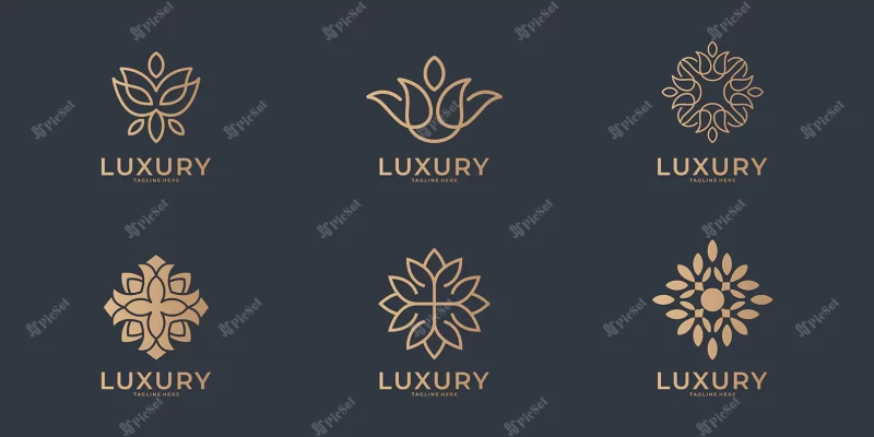 luxury line art beauty logo collection / لوگوهای هنری با خط لوکس، گل و برگ