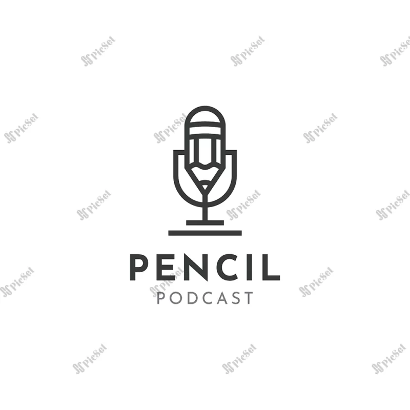 mic pencil microphone conference podcast radio logo design / لوگو رادیویی پادکست کنفرانس میکروفون با مداد