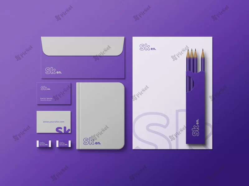 minimal stationery premium quality mockup / موکاپ ست اداری