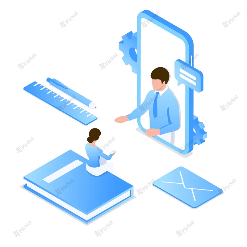 mobile webinar concept vector illustration / وبینار موبایل، کلاس آموزشی آنلاین