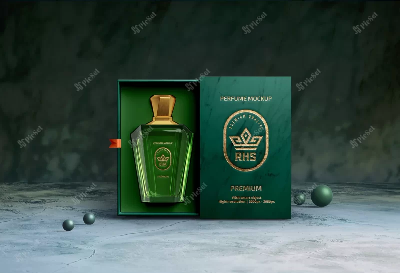 mockup realistic luxury bottle perfume / موکاپ جعبه عطر لوکس