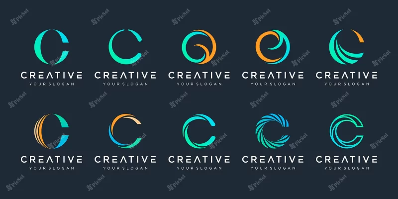 monogram creative letter c logo design template icons business luxury elegant simple / لوگو کسب و کار لوکس، حرف c