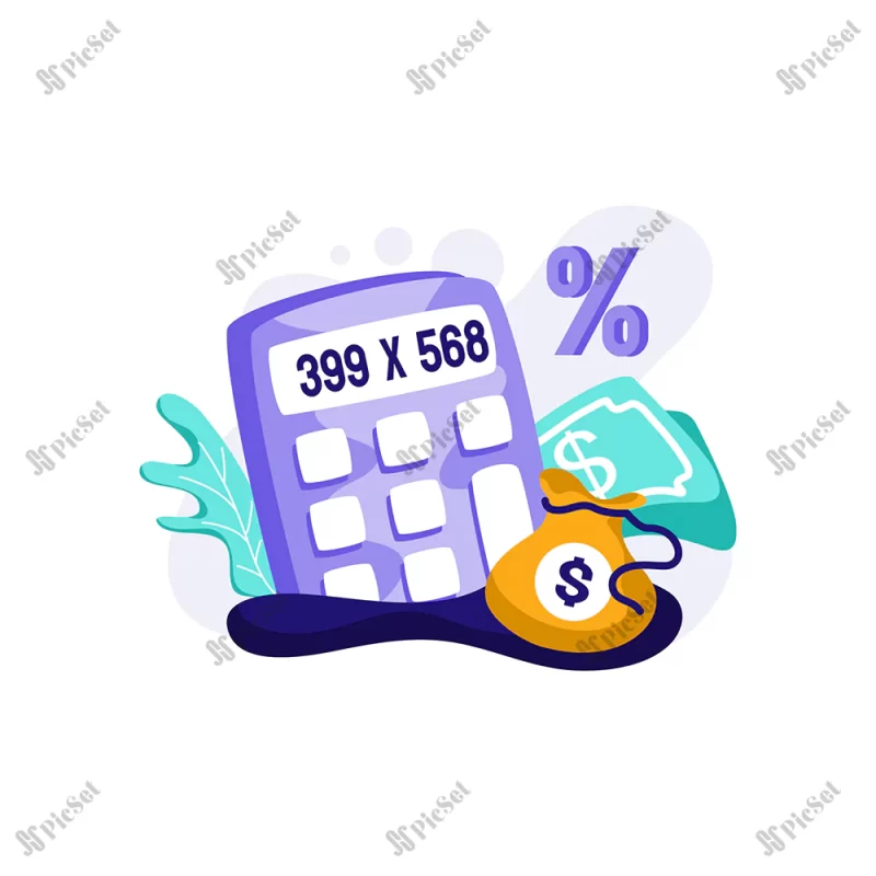 payment calculator icon illustration vector transaction money bag percent / ماشین حساب، درصد تراکنش، کیف پول