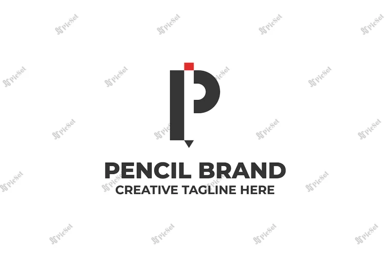 pencil p letter minimalist logo / لوگوی مینیمالیستی با حرف P مداد