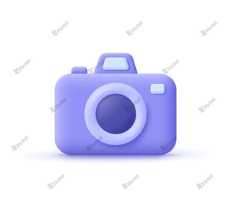 photo camera with lens button 3d vector icon cartoon minimal style / دوربین عکاسی سه بعدی