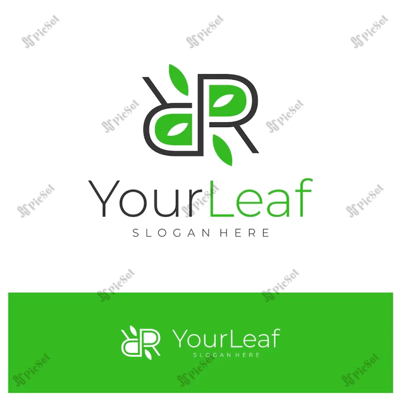 r leaf logo design template initial r logo concept vector creative icon symbol / لوگو برگ حرف r خلاقانه