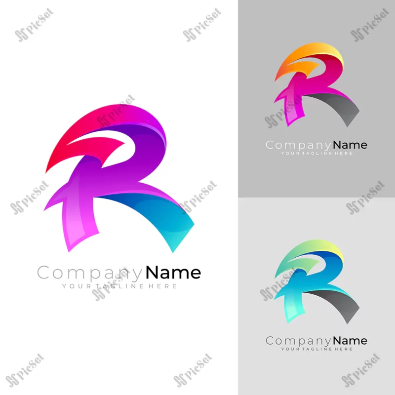 r logo with modern design template colorful style company name / لوگو حرف r نام شرکت