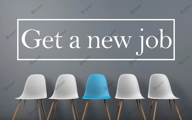 row chairs with one odd one out job opportunity business leadership recruitment concept 3d rendering / صندلی های ردیفی با یک فرصت شغلی مفهوم استخدام رهبری تجاری سه بعدی