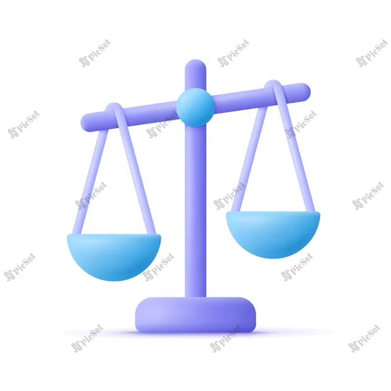 scales justice balance justice law concept 3d vector icon cartoon minimal style / ترازو سه بعدی عدالت تعادل قانون 