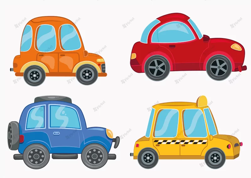 set cartoon car vector illustrations / ماشین کارتونی