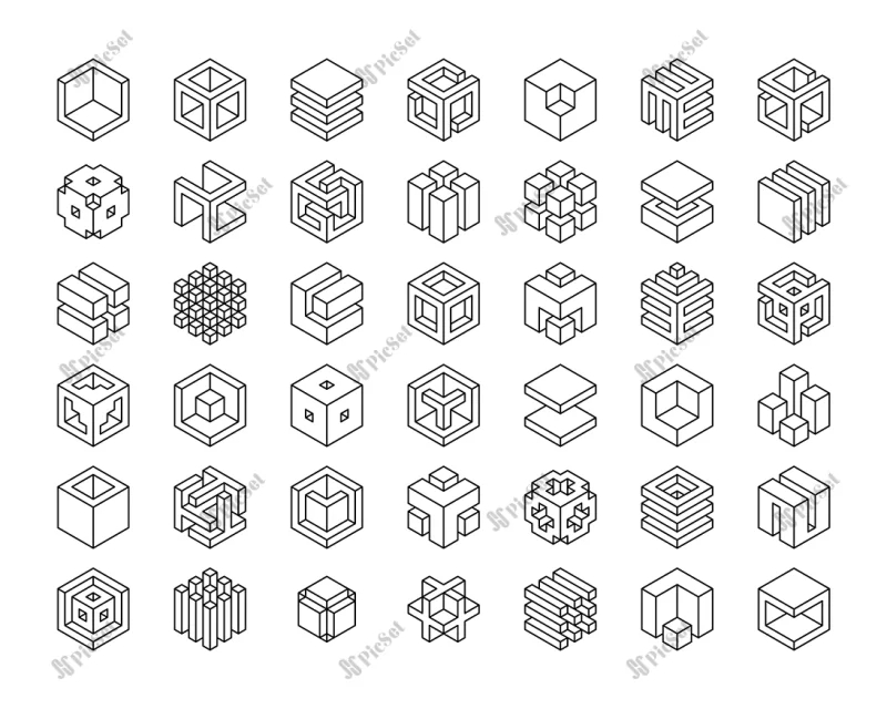 set cubes icon cube logo template / لوگو مکعب، آیکون مکعب