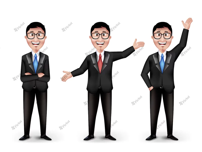 set realistic smart different professional business man characters with eyeglasses / کاراکترهای مرد با عینک