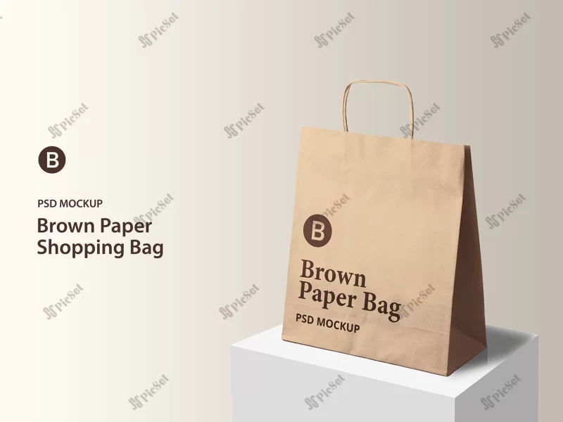 side view paper shopping bag mockup / موکاپ کیسه خرید کاغذی