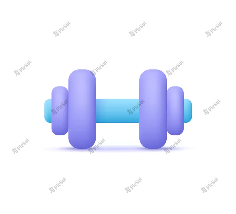sports dumbbell training exercise gym equipment 3d vector icon cartoon minimal style / دمبل سه بعدی ورزشی بدنسازی