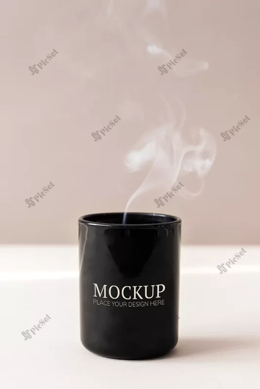 steaming black coffee cup mockup / موکاپ فنجان قهوه و چای