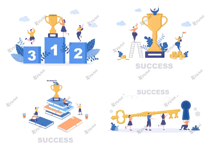 success vector illustration achieving target / دستیابی به هدف و موفقیت