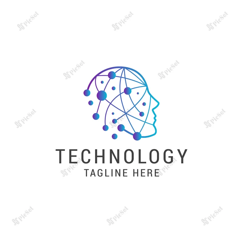 technology logo icon design template elegant luxury premium vector / لوگوی فناوری مغز و ذهن، آیکن زیبا و لوکس