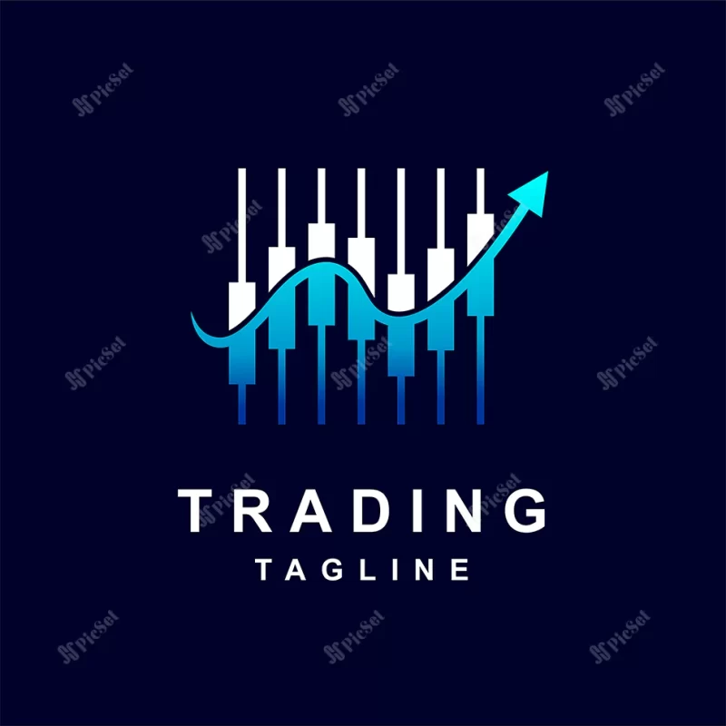 trading logo with chart concept / لوگو مالی، بورس نمودار کندل استیک