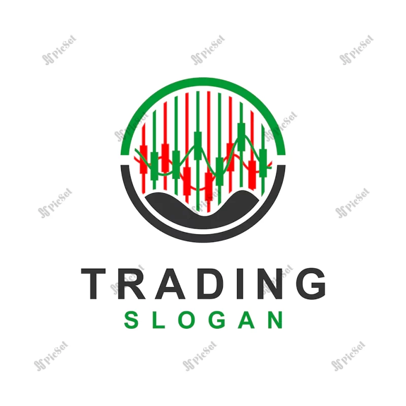 trading logo with circle concept / لوگو مالی بورس و سهام، نمودار کندل استیک