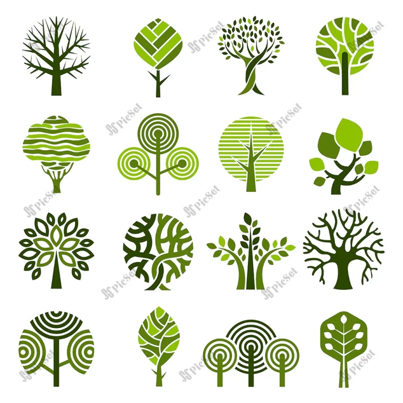 tree badges abstract graphic nature eco pictures simple growth plants vector emblem / لوگو درخت طبیعت، رشد برگ گیاهان