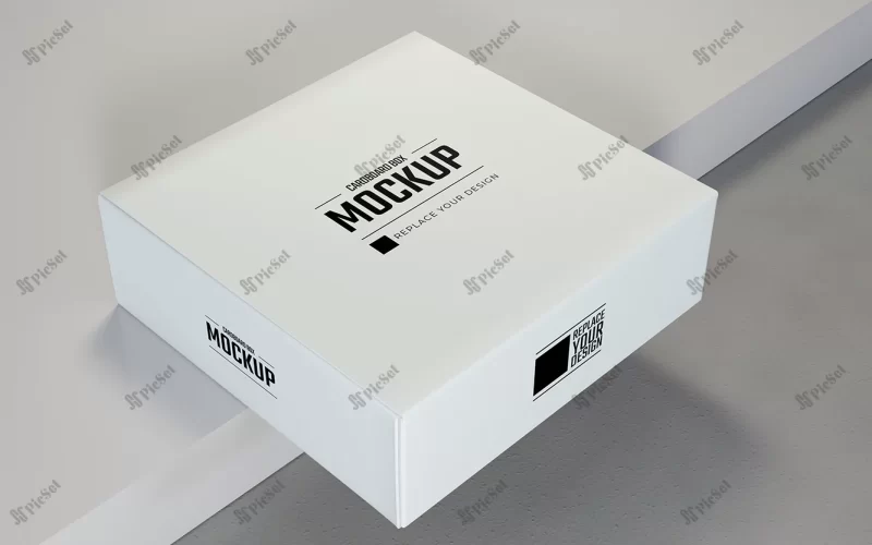 white square cardboard boxes display mockup / موکاپ جعبه مقوایی مربع سفید