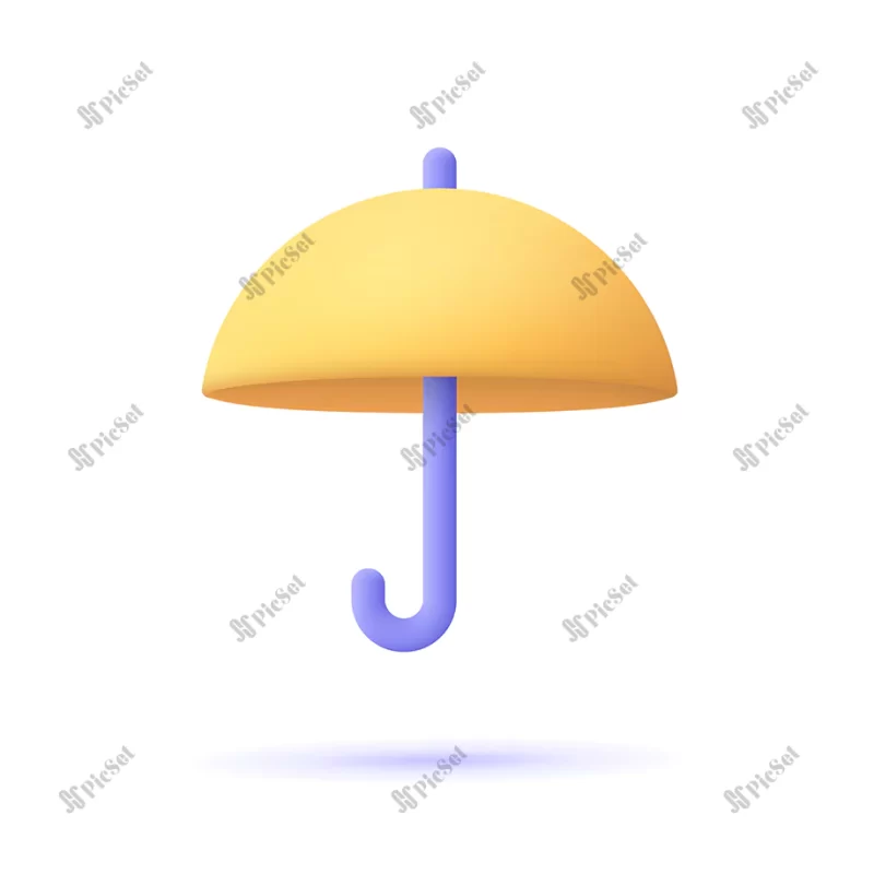 yellow umbrella 3d vector icon cartoon minimal style / چتر سه بعدی زرد