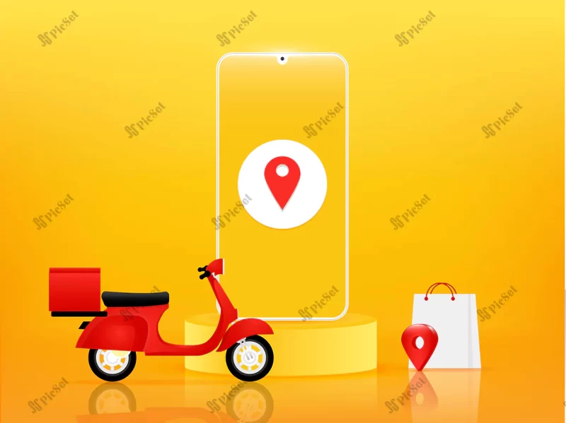 3d fast delivery by scooter mobile / تحویل سریع سه بعدی موبایل توسط موتور و لوکیشن