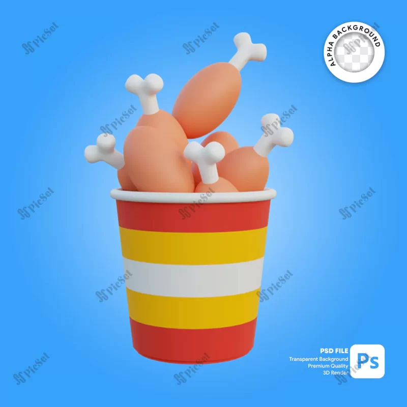 3d illustration fried chicken package / بسته بندی مرغ سوخاری سه بعدی