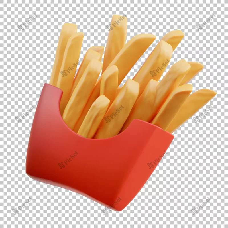 3d render illustration french fries isolated premium psd / سیب زمینی سرخ کرده سه بعدی